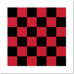 Black and red checkerboard Posters and Art